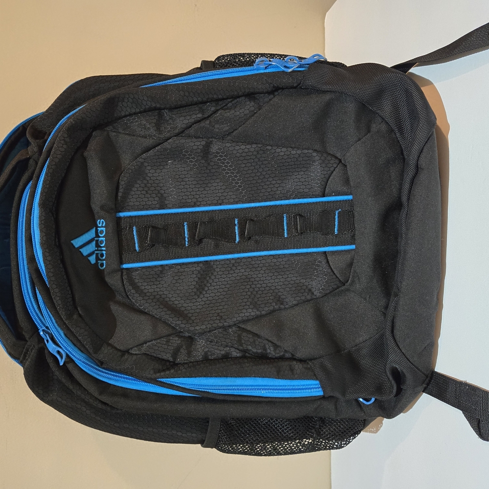 Adidas Black and Blue Sporty Backpack